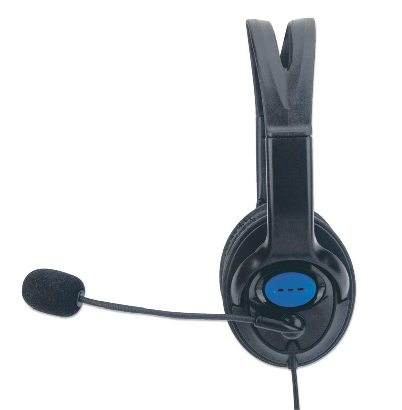 Manhattan Stereo Headset â€” Lightweight Over-Ear Design, 6 ft. (1.8 m) Connecting Cable and Two 3.5 mm Plugs for Audio and Built-in Adjustable Microphone - Image 3